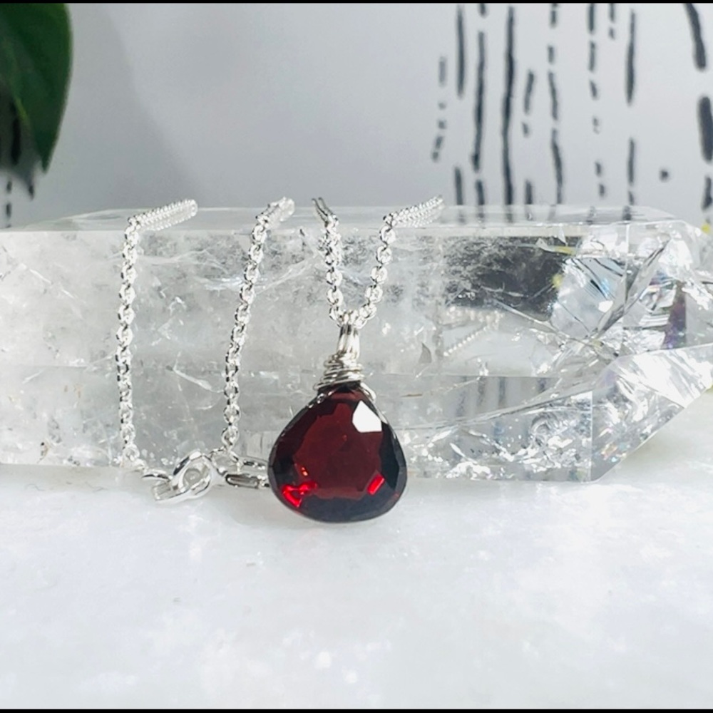 Red Garnet Sterling Silver Necklace